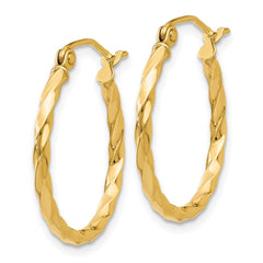 14K Yellow Gold Twist Polished Hoop Earrings