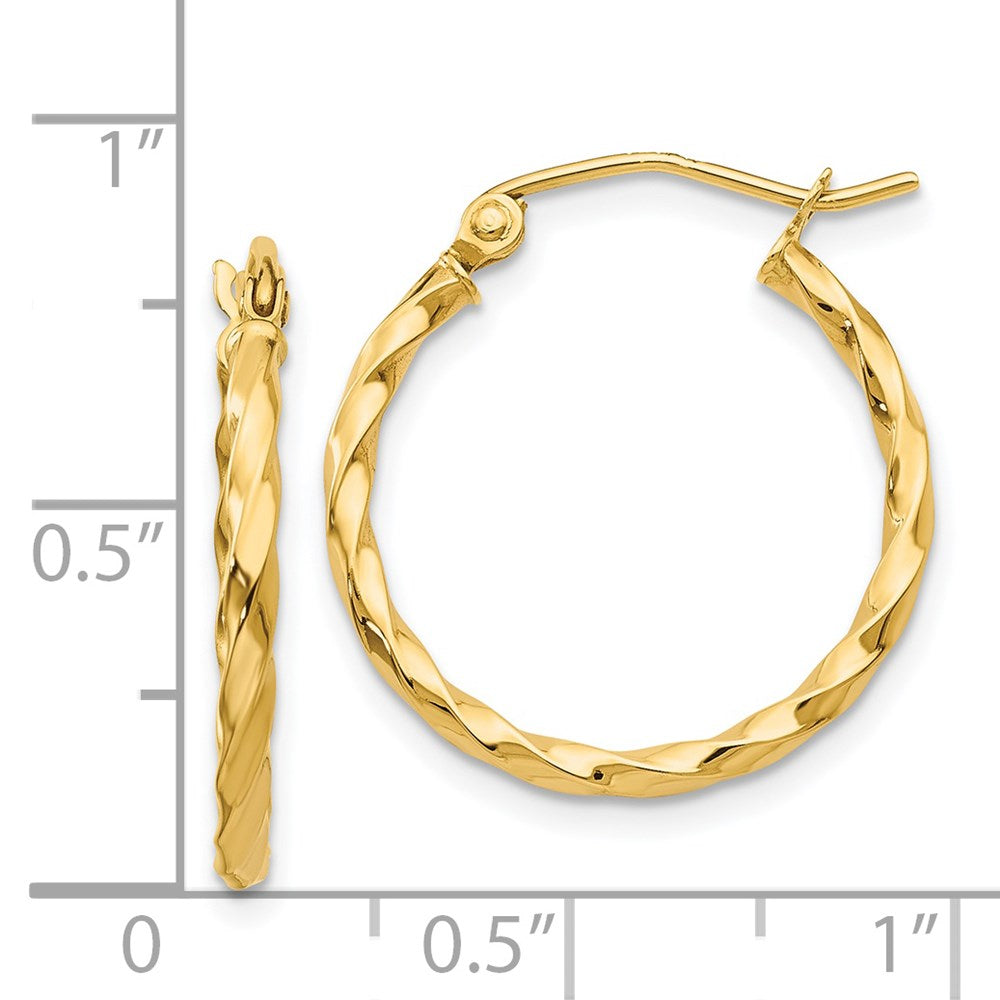 14K Yellow Gold Twist Polished Hoop Earrings