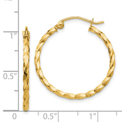 14K Yellow Gold Twist Polished Hoop Earrings