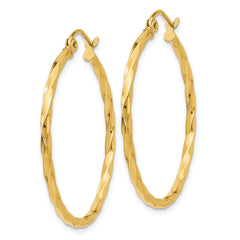 14K Yellow Gold Twist Polished Hoop Earrings
