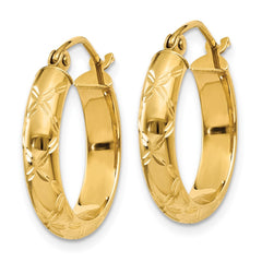 14K Yellow Gold Diamond-cut Polished Hoop Earrings