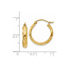 14K Yellow Gold Diamond-cut Polished Hoop Earrings