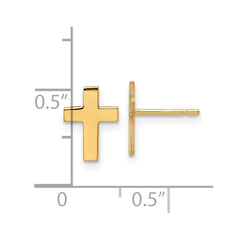 14K Yellow Gold Polished Cross Earrings