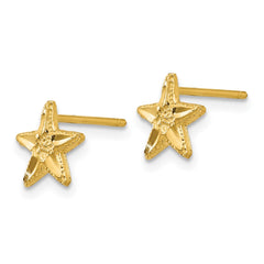 14K Yellow Gold Diamond-cut Starfish Earrings