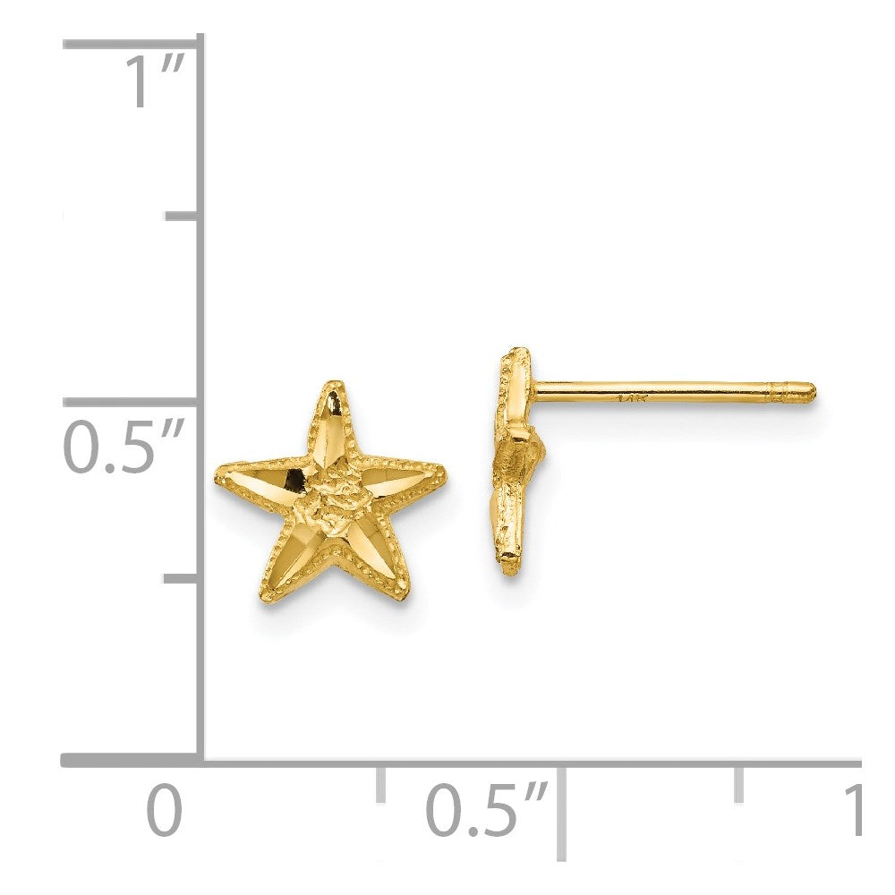 14K Yellow Gold Diamond-cut Starfish Earrings