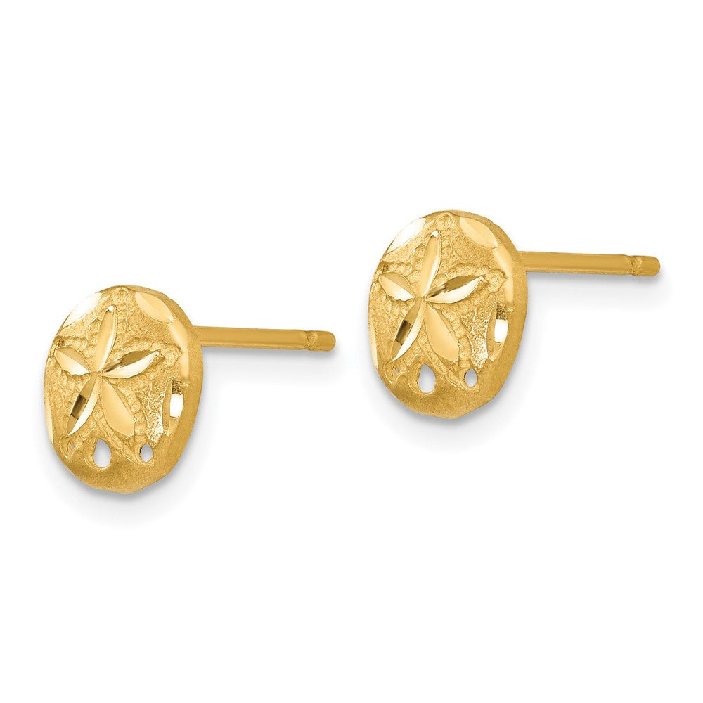 14K Yellow Gold Diamond-cut Sand Dollar Earrings