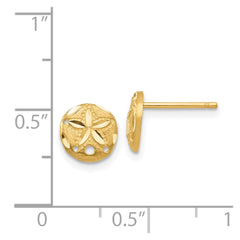 14K Yellow Gold Diamond-cut Sand Dollar Earrings