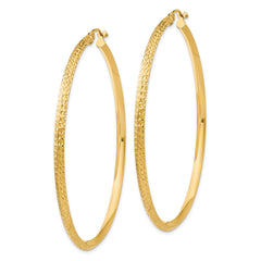 14K Yellow Gold Knife Edge Diamond-cut Hollow Hoop Earrings