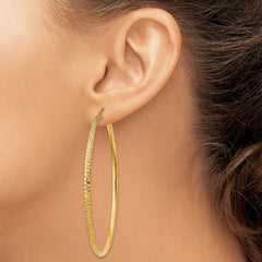 14K Yellow Gold Knife Edge Diamond-cut Hollow Hoop Earrings