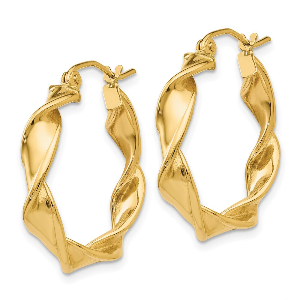 14K Yellow Gold 4.00mm Twisted Hoop Earrings