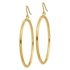 14K Yellow Gold Tube Hoop Dangle Earrings