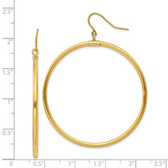 14K Yellow Gold Tube Hoop Dangle Earrings