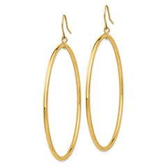 14K Yellow Gold Tube Hoop Dangle Earrings