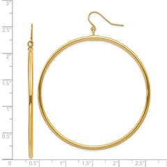 14K Yellow Gold Tube Hoop Dangle Earrings