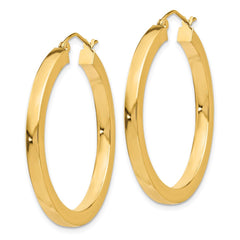 14K Yellow Gold 3mm Polished Square Hoop Earrings