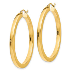 14K Yellow Gold 3mm Polished Square Hoop Earrings