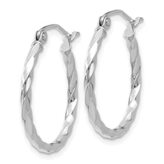 14K White Gold Twist Polished Hoop Earrings
