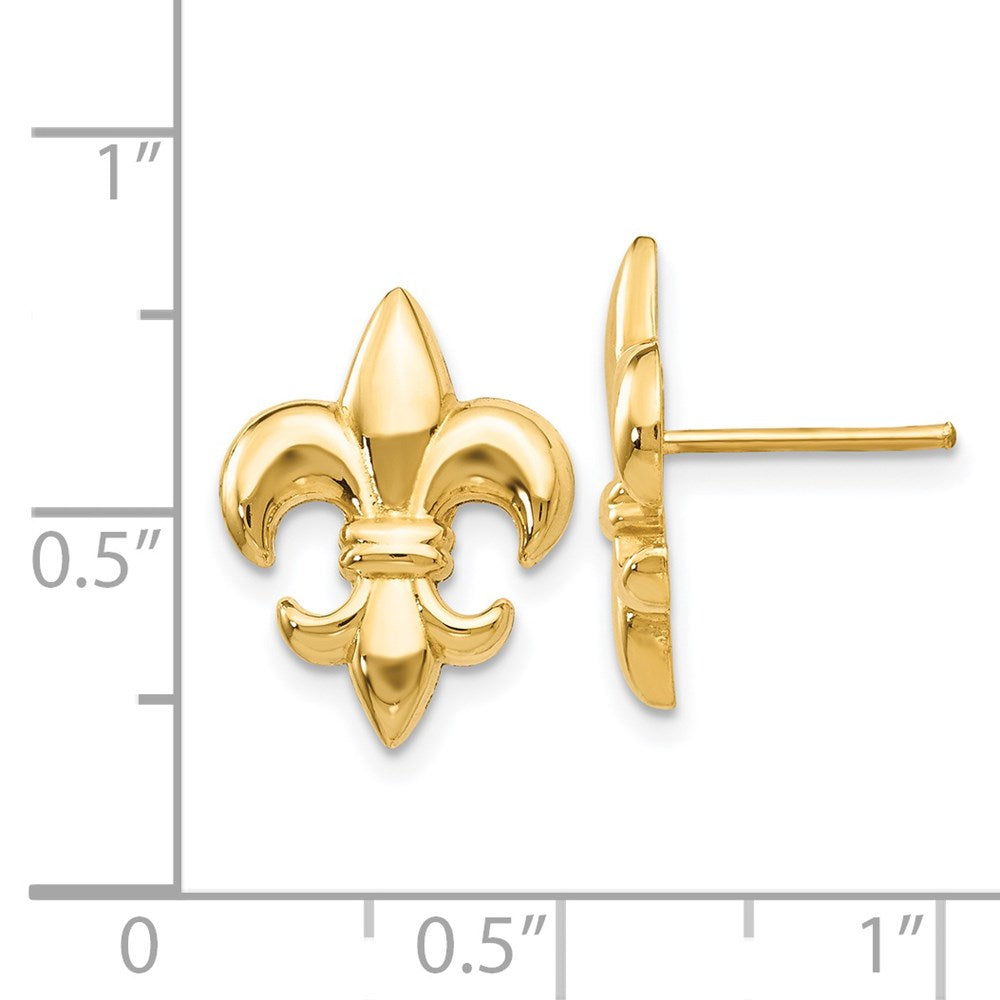 14K Yellow Gold Small Fleur-De-Lis Earrings
