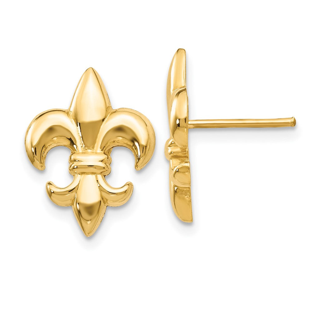 14K Yellow Gold Small Fleur-De-Lis Earrings