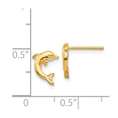 14K Yellow Gold Dolphin Post Earrings