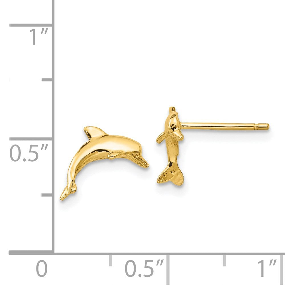 14K Yellow Gold Dolphin Post Earrings