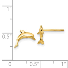 14K Yellow Gold Dolphin Post Earrings