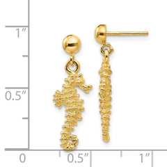 14K Yellow Gold Seahorse Dangle Earrings
