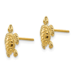 14K Yellow Gold Sea Turtle Post Earrings