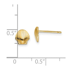 14K Yellow Gold Mini Scallop Shell Post Earrings