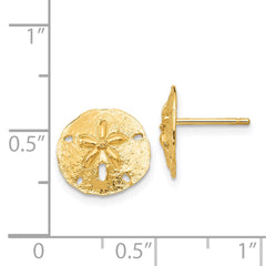 14K Yellow Gold Sand Dollar Post Earrings