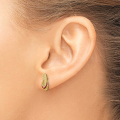 14K Yellow Gold 3D with Fuschia Enamel Single Flip-Flop Post Earrings