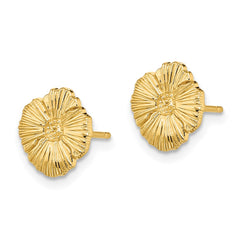 14K Yellow Gold Flower Post Earrings