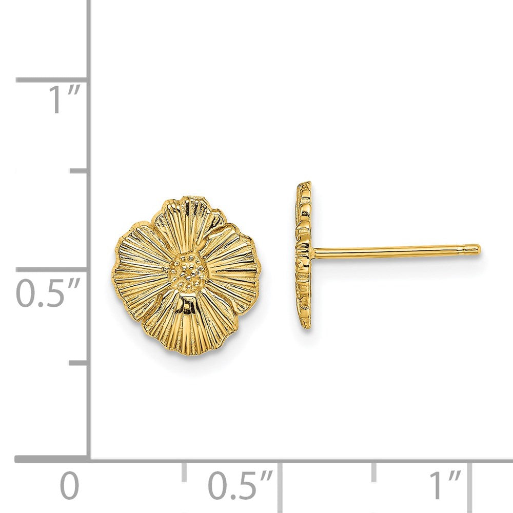 14K Yellow Gold Flower Post Earrings