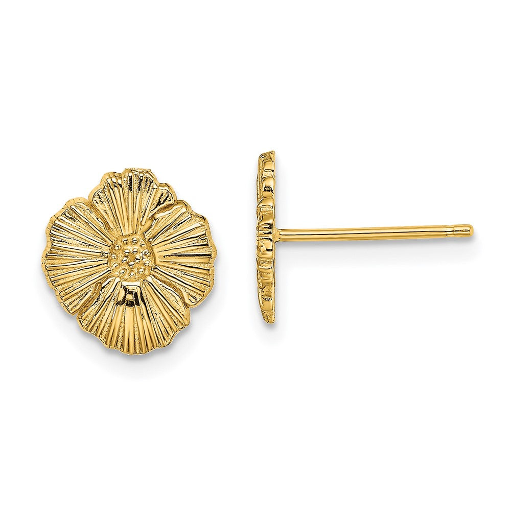 14K Yellow Gold Flower Post Earrings