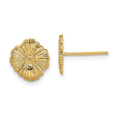 14K Yellow Gold Flower Post Earrings