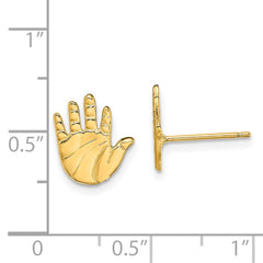 14K Yellow Gold Single Hand Print Post Earrings
