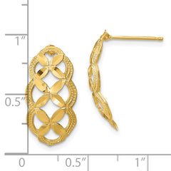 14K Yellow Gold Diamond-cut Scalloped X-Design Post Earrings