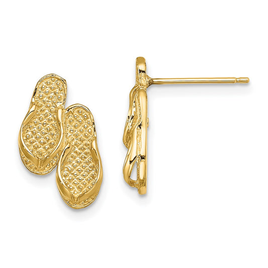 14K Yellow Gold Double Flip-Flop Post Earrings