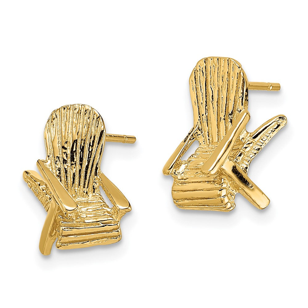 14K Yellow Gold 2D Beach Chair Post Earrings