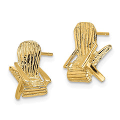 14K Yellow Gold 2D Beach Chair Post Earrings