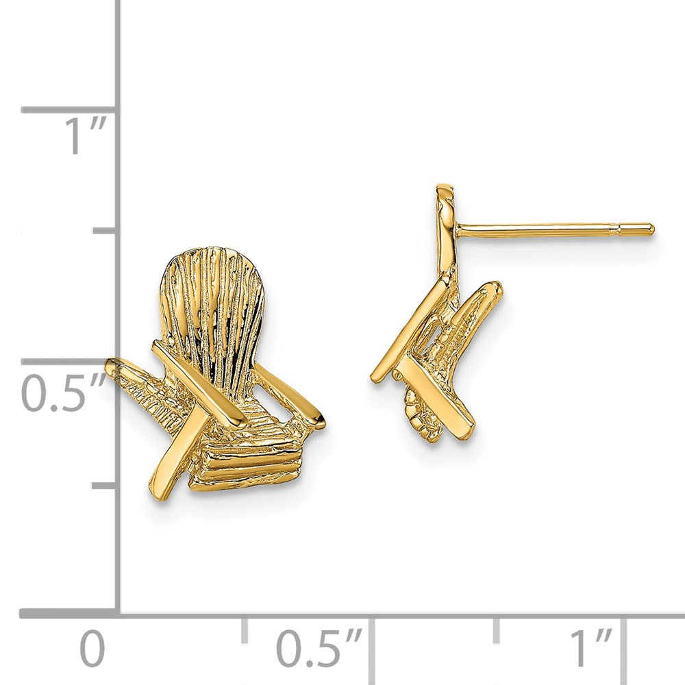 14K Yellow Gold 2D Beach Chair Post Earrings