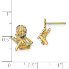 14K Yellow Gold 2D Beach Chair Post Earrings