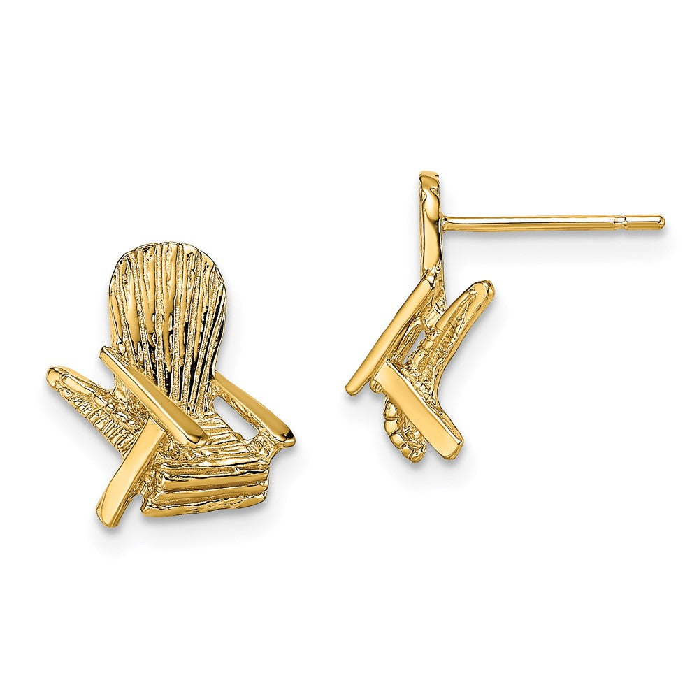 14K Yellow Gold 2D Beach Chair Post Earrings