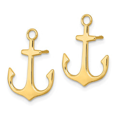 14K Yellow Gold Polished 2D Anchor Post Earrings
