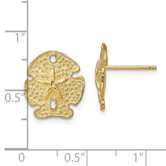 14K Yellow Gold Textured Sand Dollar Earrings