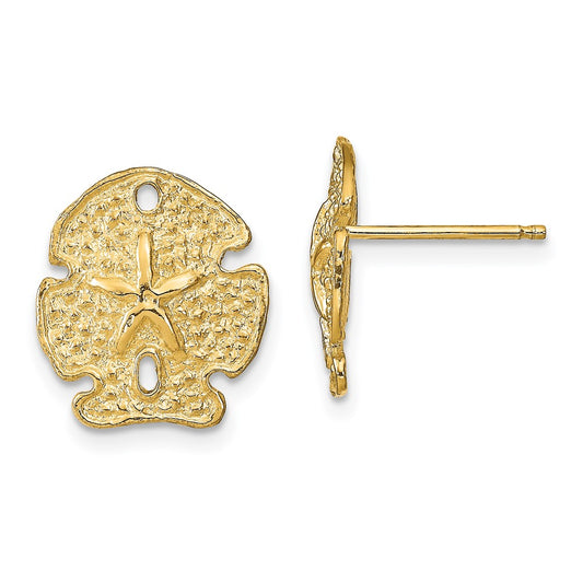 14K Yellow Gold Textured Sand Dollar Earrings