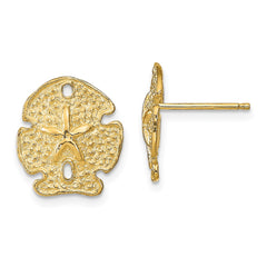 14K Yellow Gold Textured Sand Dollar Earrings