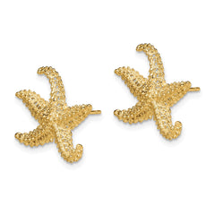 14K Yellow Gold Textured Starfish Post Earrings