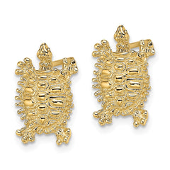 14K Yellow Gold Land Turtle Post Earrings
