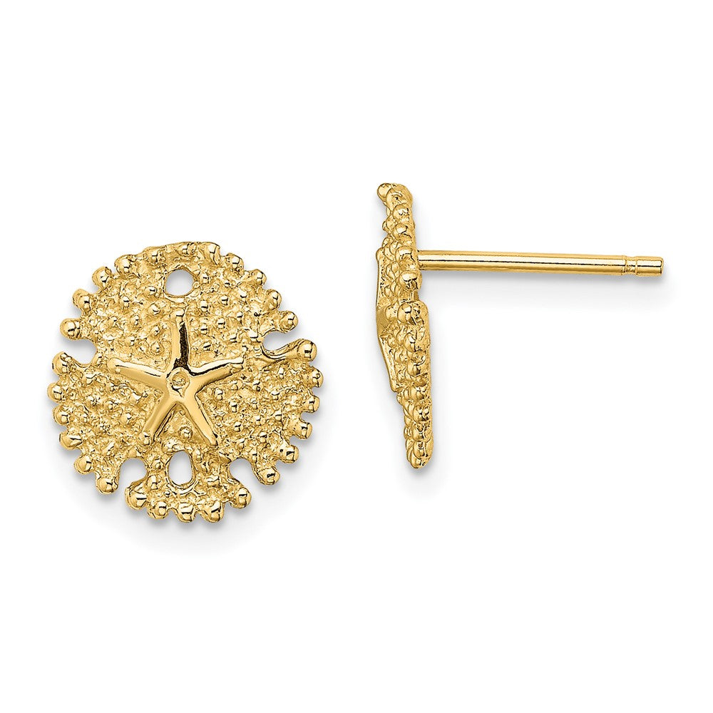 14K Yellow Gold Textured Sand Dollar Post Earrings